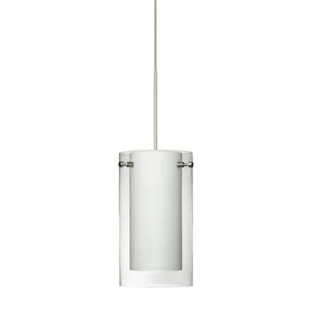 Besa Lighting Pahu 4 Cord Pendant, Clear/Opal, Satin Nickel Finish, 1x5W LED 1XT-C44007-LED-SN